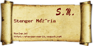 Stenger Mária névjegykártya
