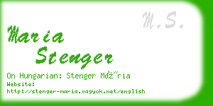 maria stenger business card